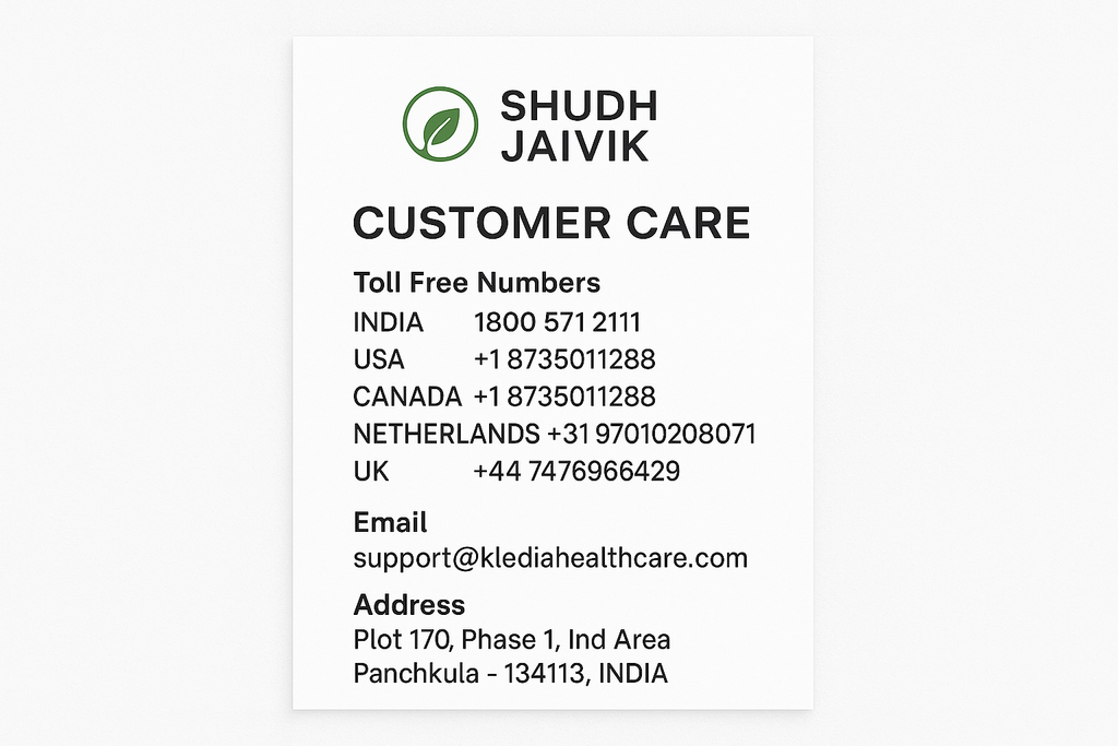 Shudh Jaivik - Customer Care Contact Details