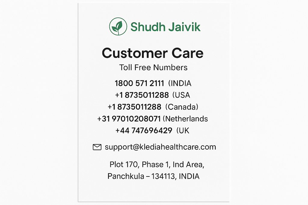 Shudh Jaivik - Customer Care Contact