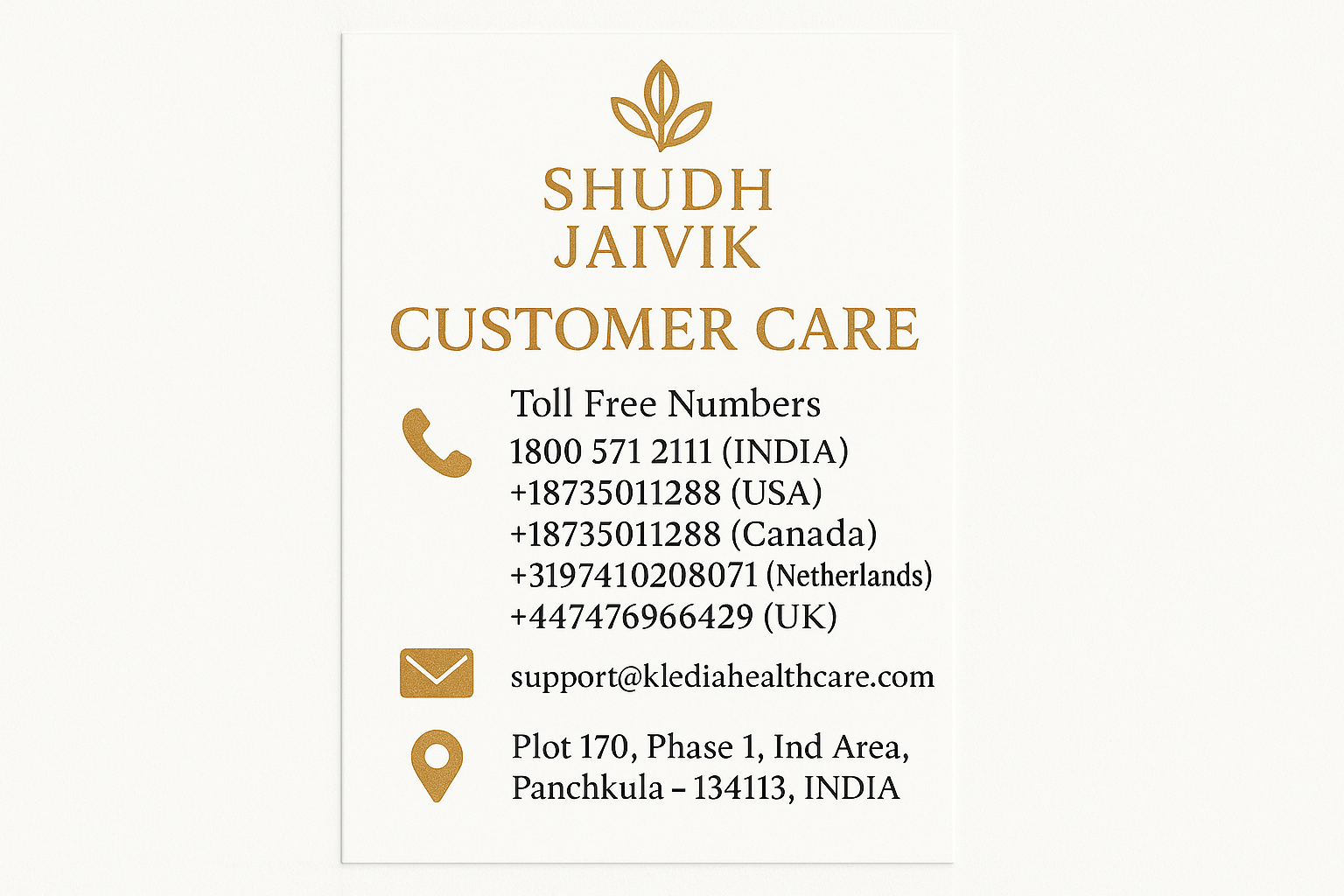 Shudh Jaivik Customer Care Contact