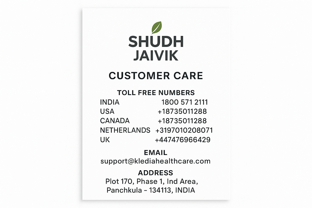 Shudh Jaivik - Customer Care Details