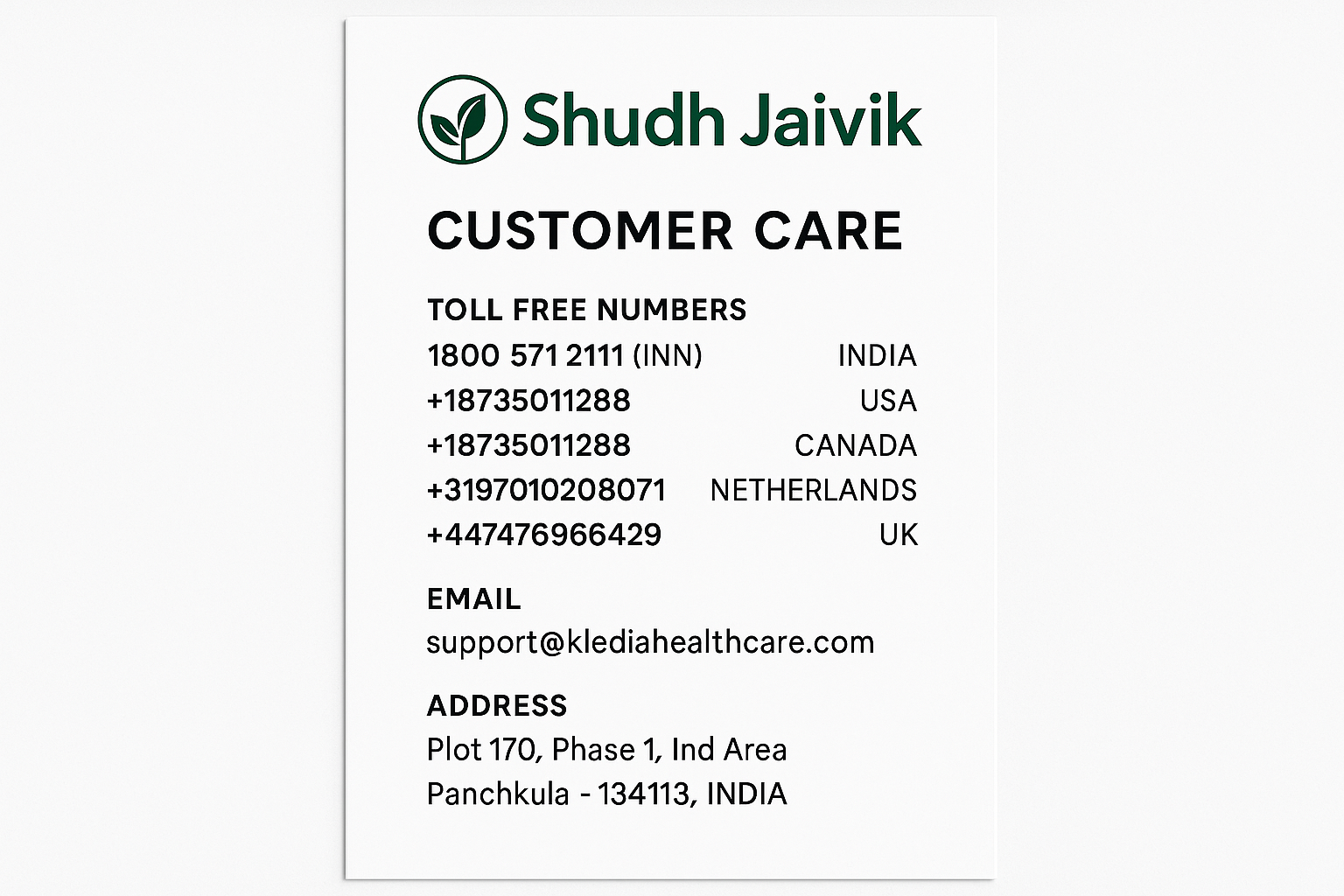 Shudh Jaivik - Customer Care