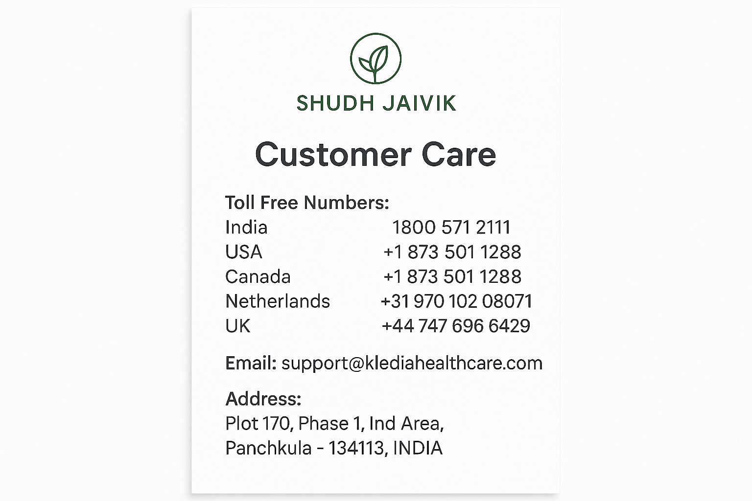 Shudh Jaivik Customer Care