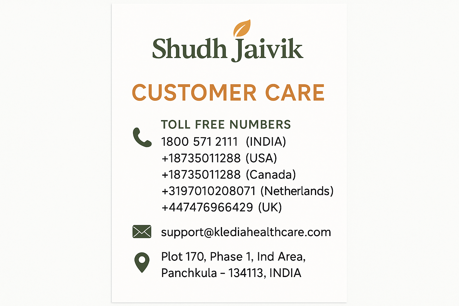 Shudh Jaivik - Customer Care