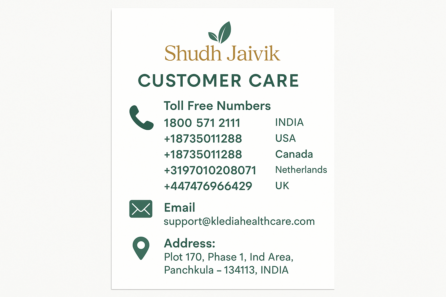 Shudh Jaivik - Customer Care