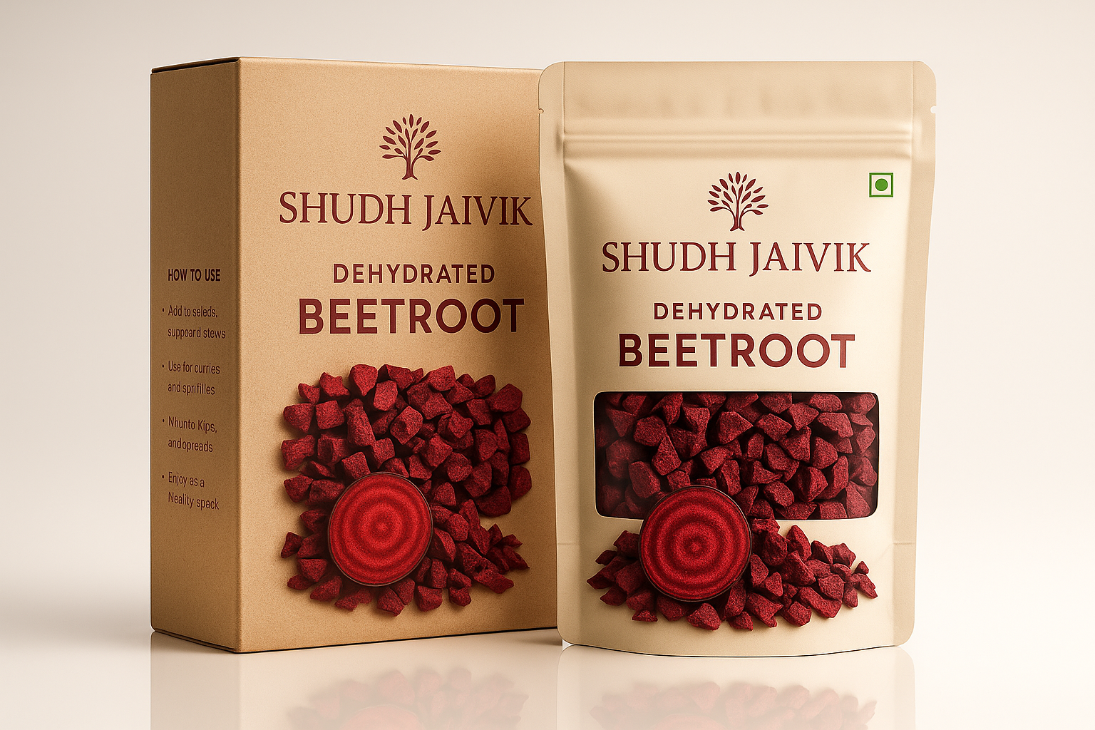 Shudh Jaivik Dehydrated Beetroot - Product with Packaging Box