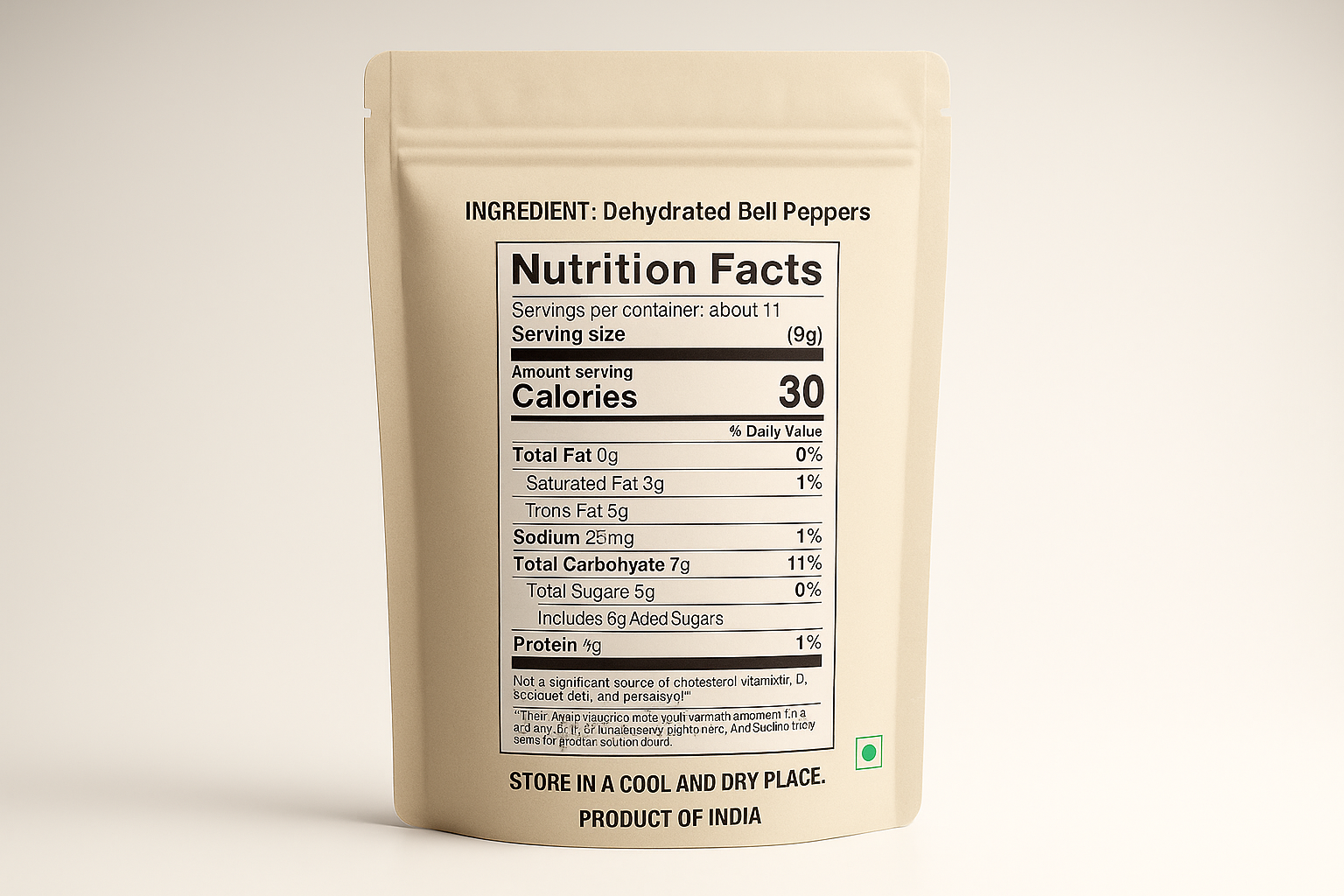 Shudh Jaivik Dehydrated Bell Peppers - Back Label