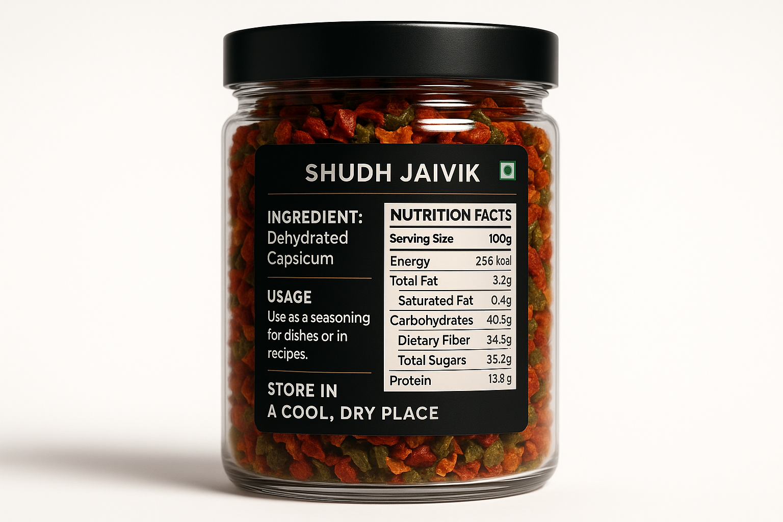 Shudh Jaivik Dehydrated Capsicum - Back Label View
