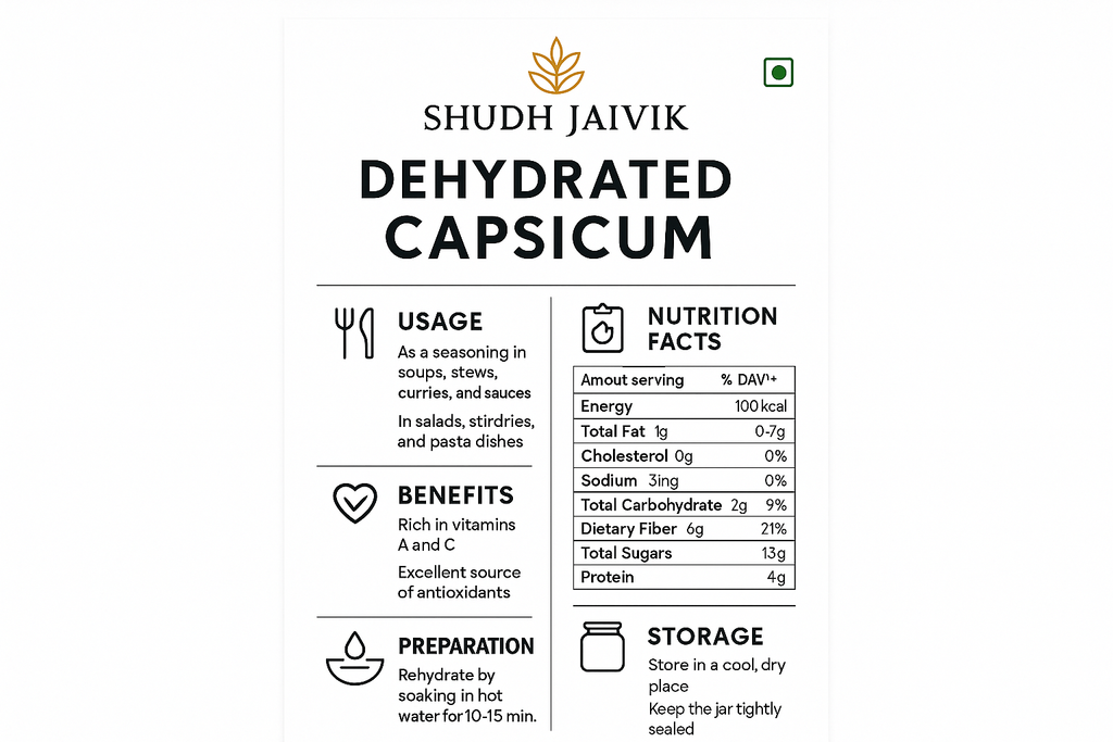 Shudh Jaivik Dehydrated Capsicum - Complete Infographic