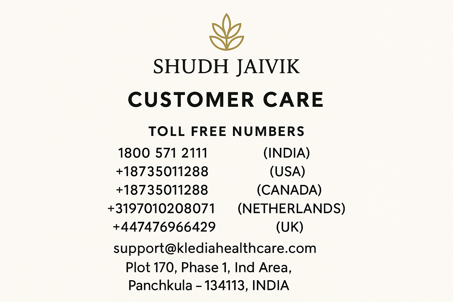 Shudh Jaivik Dehydrated Capsicum - Customer Care Details