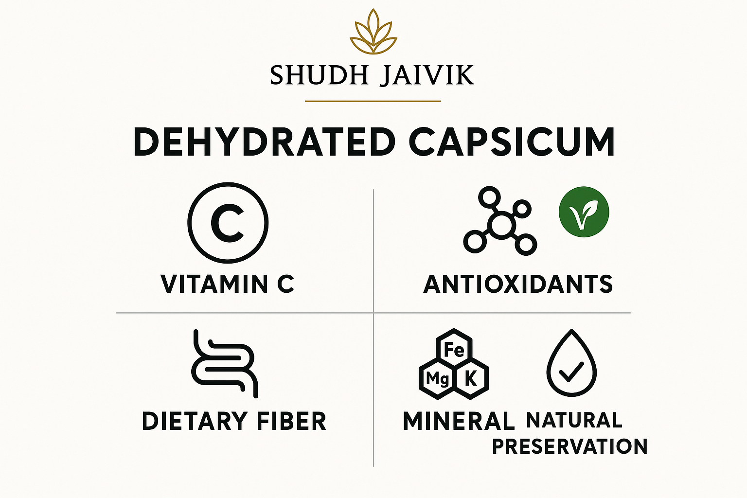 Shudh Jaivik Dehydrated Capsicum - Nutritional Benefits