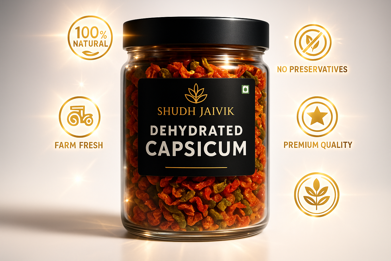 Shudh Jaivik Dehydrated Capsicum - Trust Badges
