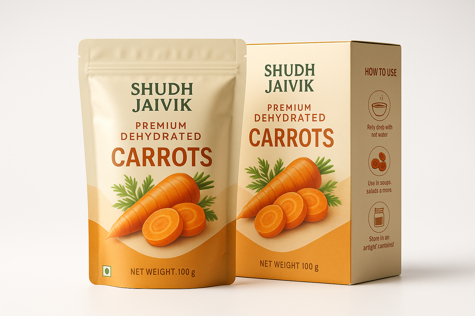 Shudh Jaivik Dehydrated Carrots - With Packaging Box