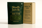 Shudh Jaivik Dehydrated Fenugreek Leaves with packaging carton
