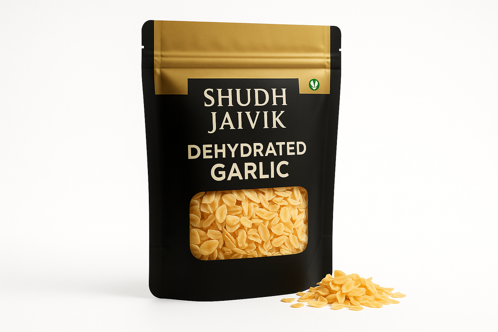 Shudh Jaivik Dehydrated Garlic - 45° Angle View