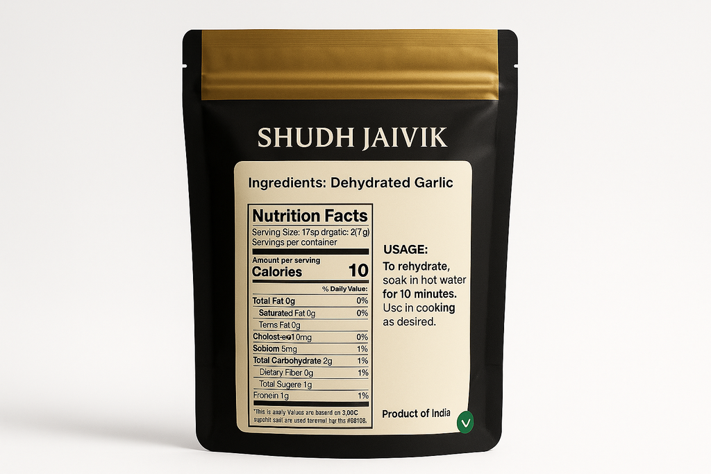 Shudh Jaivik Dehydrated Garlic - Back Label View