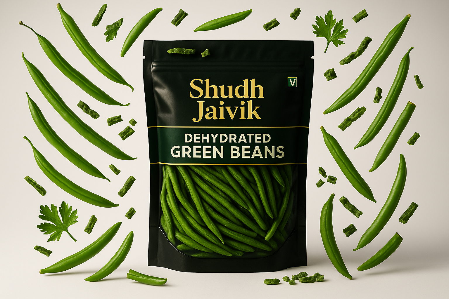 Shudh Jaivik Dehydrated Green Beans - Ingredient Creative Composition