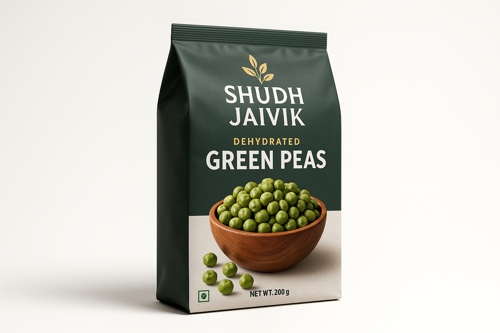 Shudh Jaivik Dehydrated Green Peas - 45° Angle View