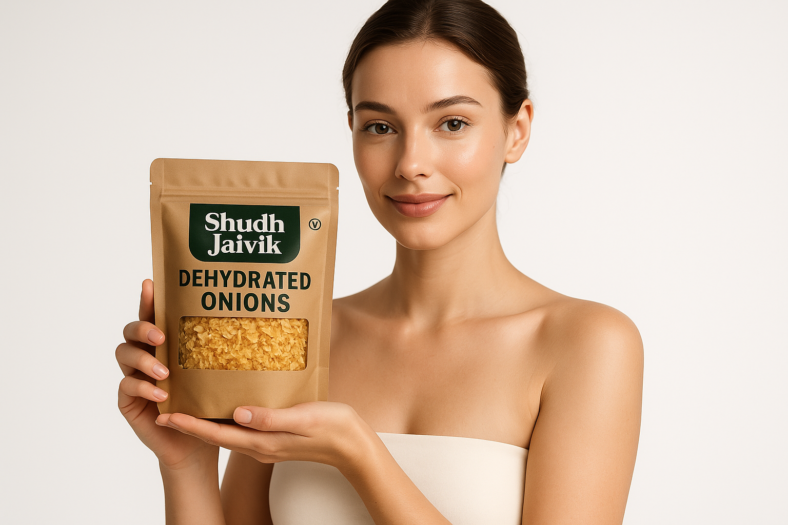 Shudh Jaivik Dehydrated Onions - Lifestyle Model Shot