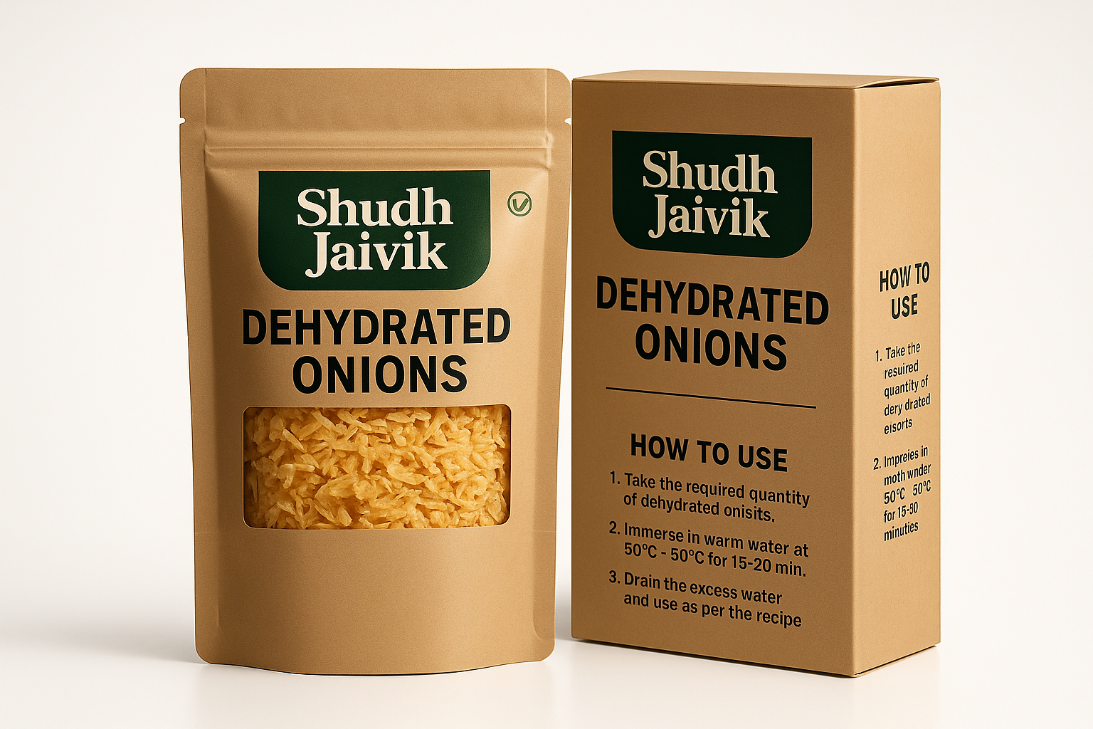 Shudh Jaivik Dehydrated Onions - Product with Carton Packaging