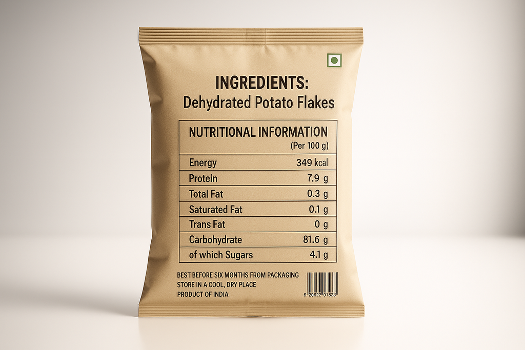 Shudh Jaivik Dehydrated Potatoes - Back Label View