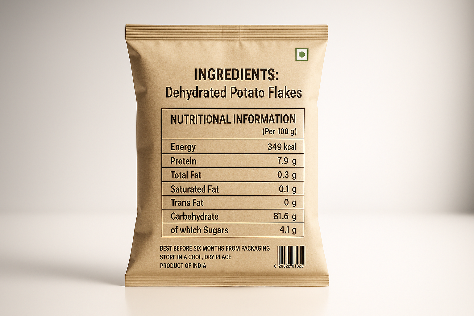 Shudh Jaivik Dehydrated Potatoes - Back Label View