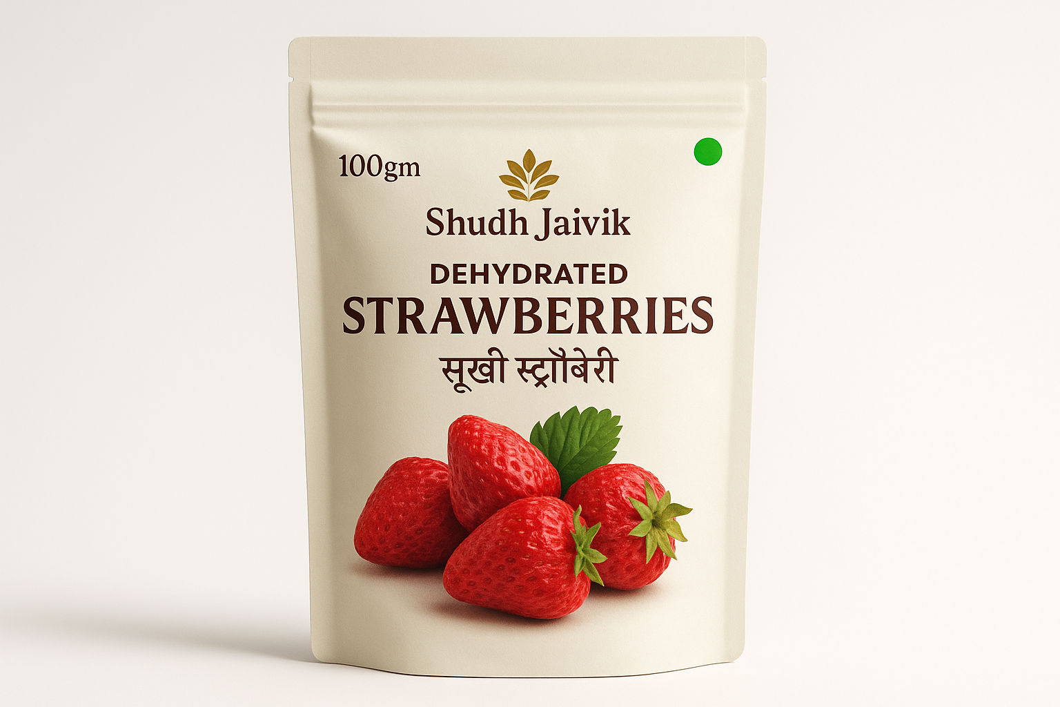 Shudh Jaivik Dehydrated Strawberries - Premium Packaging