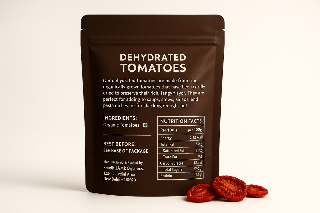 Shudh Jaivik Dehydrated Tomatoes - Back Label View