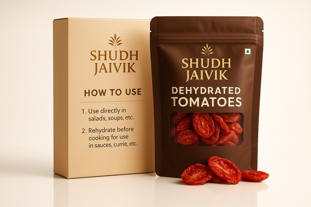 Shudh Jaivik Dehydrated Tomatoes - Product with Packaging Box