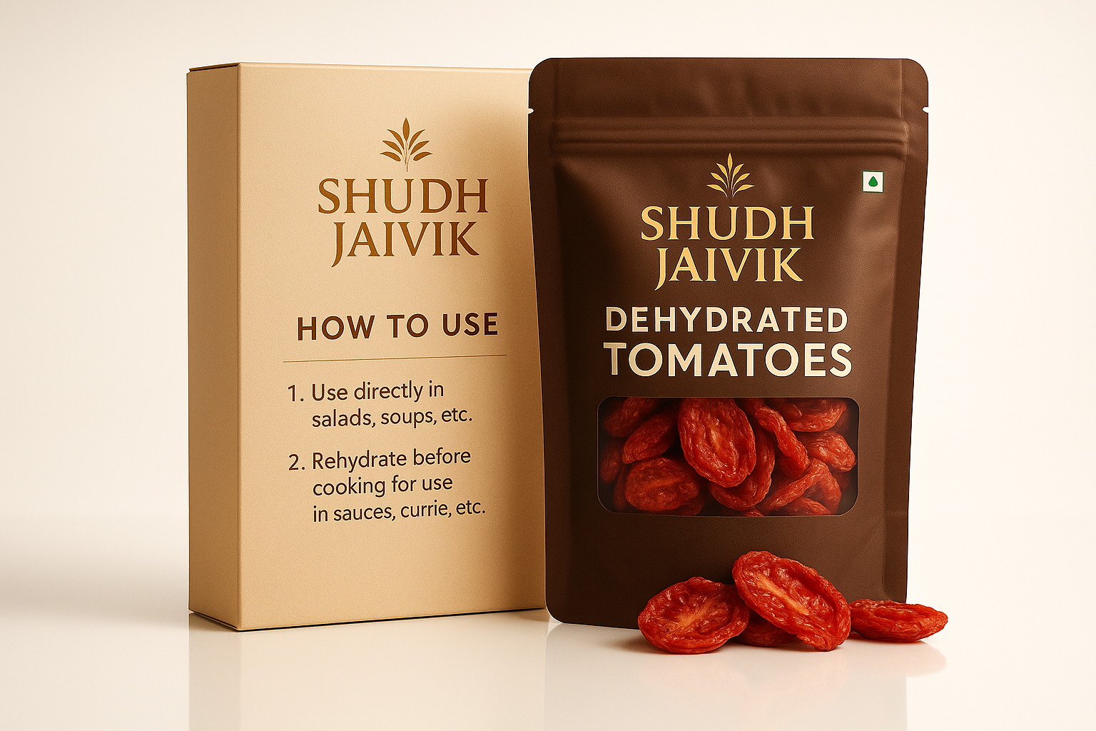Shudh Jaivik Dehydrated Tomatoes - Product with Packaging Box