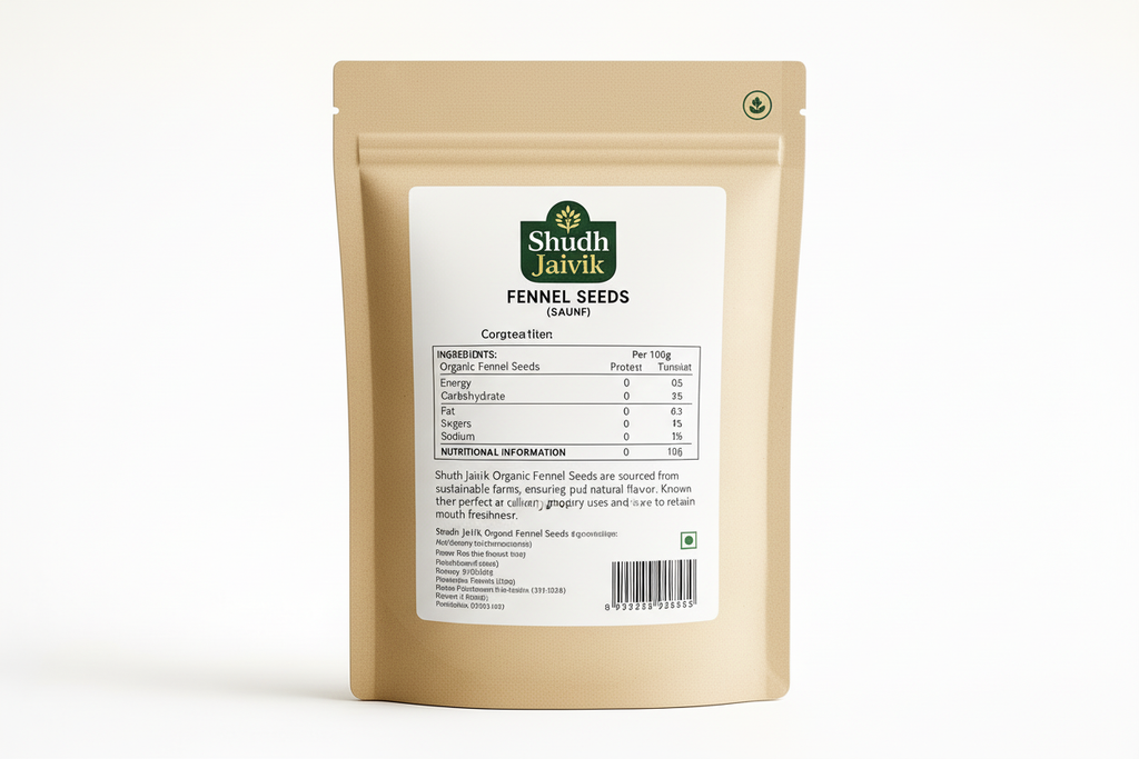 Shudh Jaivik Fennel Seeds - Back Label