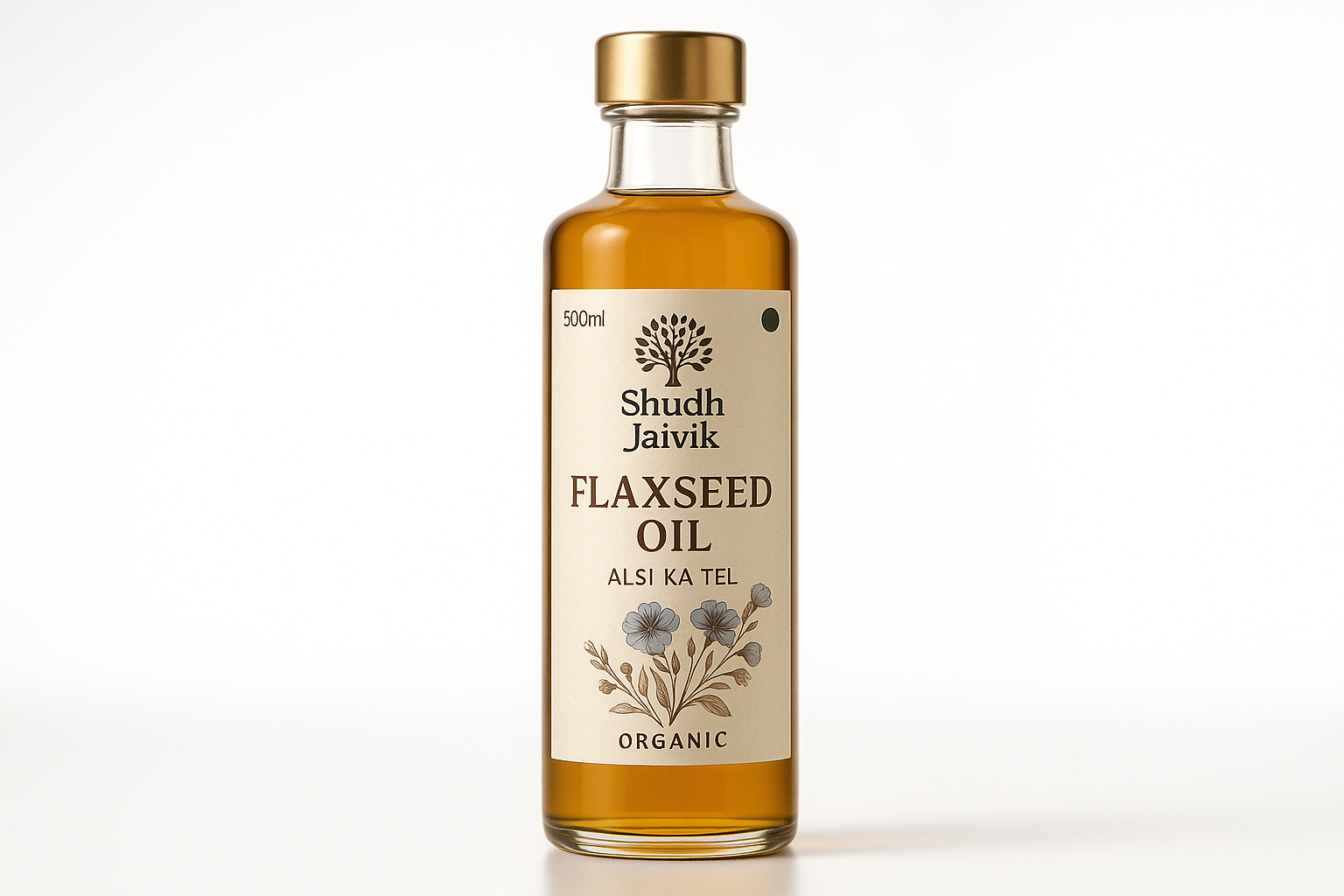 Shudh Jaivik Flaxseed Oil - Front View