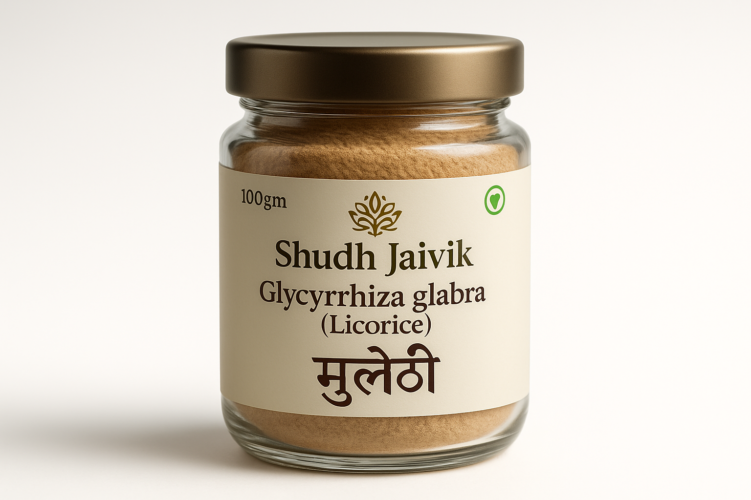 Shudh Jaivik Glycyrrhiza glabra (Licorice) मुलेठी - Premium Glass Jar 100gm