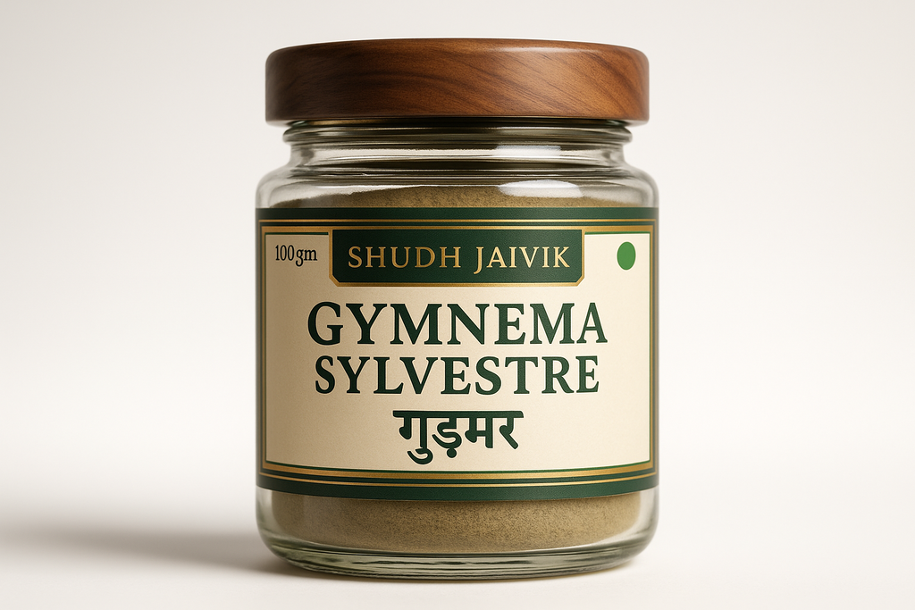 Shudh Jaivik Gymnema sylvestre Premium Glass Jar Packaging