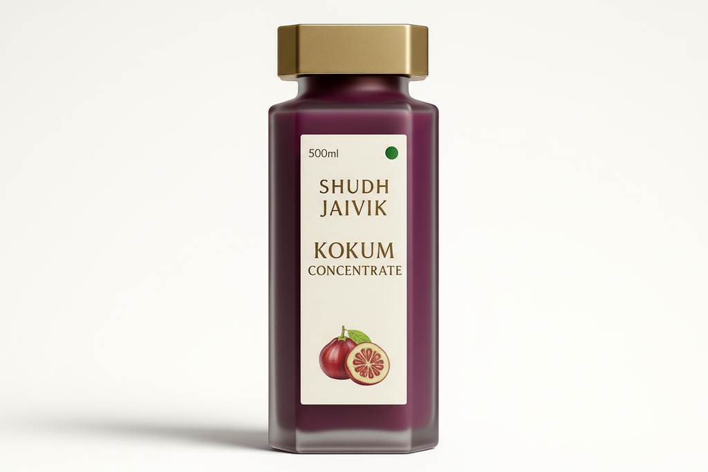 Shudh Jaivik Kokum Concentrate - Redesigned Premium Glass Bottle