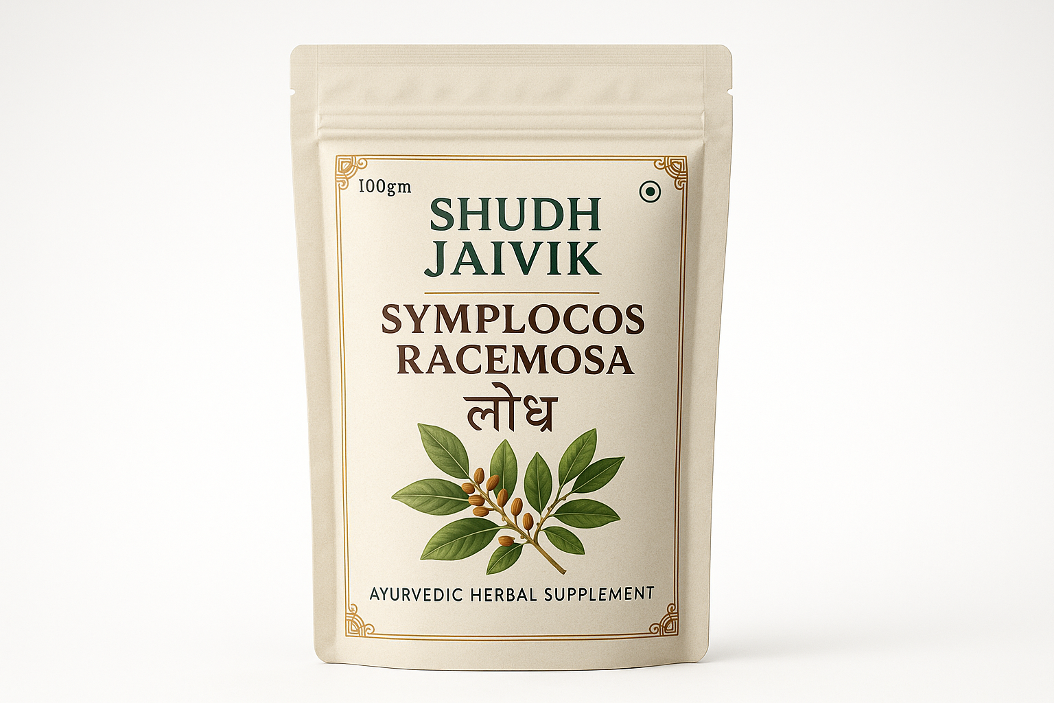 Shudh Jaivik Lodhra Front-Facing Product Photo with Hindi Name