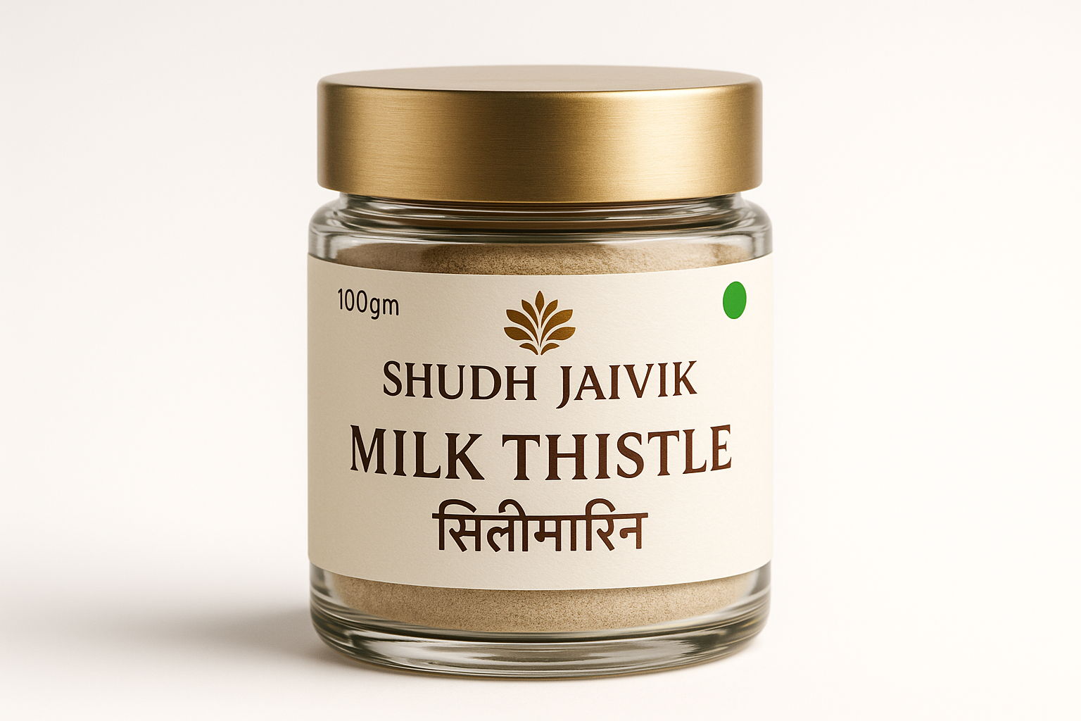 Shudh Jaivik Milk Thistle Premium Glass Jar - Front View