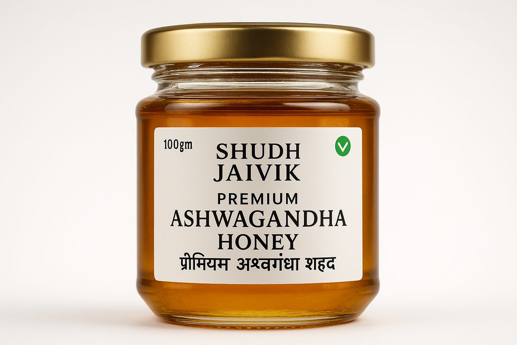 Shudh Jaivik Premium Ashwagandha Honey - Front View