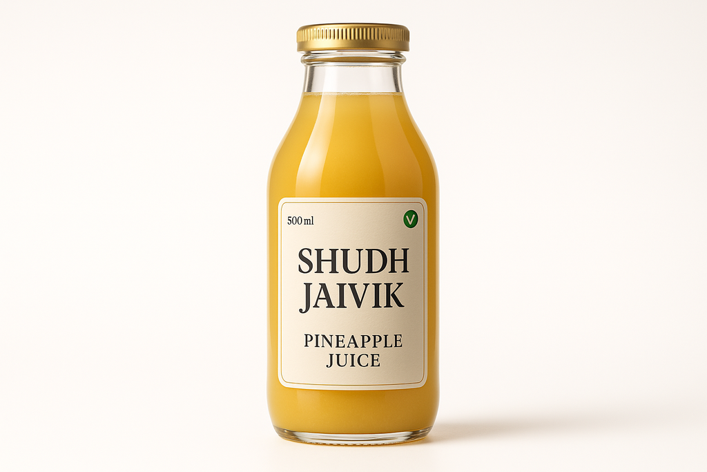 Shudh Jaivik Premium Pineapple Juice - Ultra-realistic 3D Product Photo