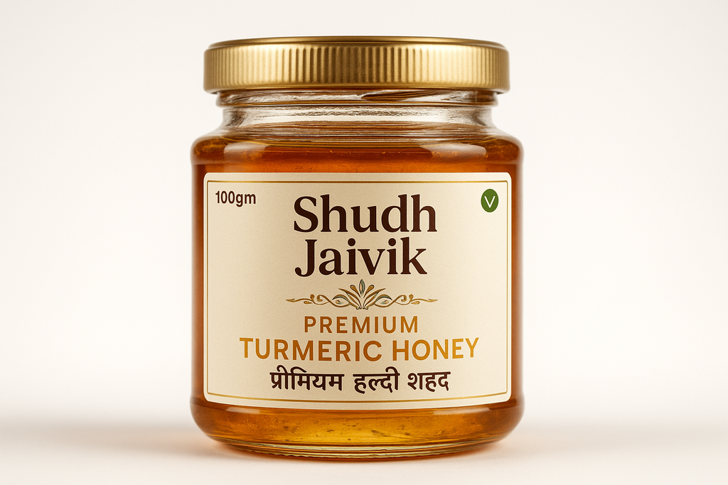 Shudh Jaivik Premium Turmeric Honey - Front View