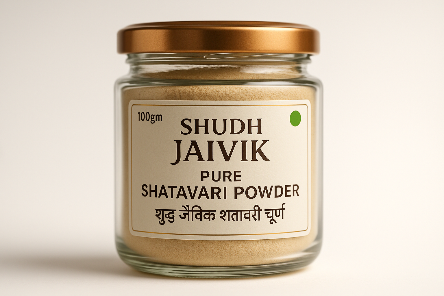Shudh Jaivik Pure Shatavari Powder - Premium Glass Jar Packaging