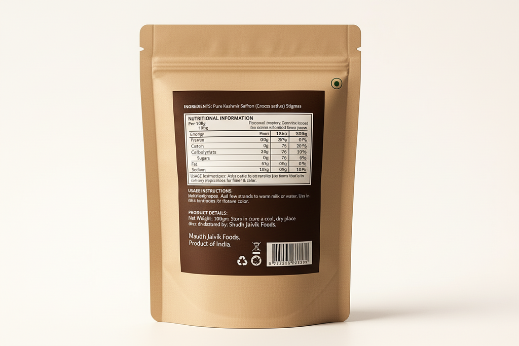 Shudh Jaivik Saffron Back Label