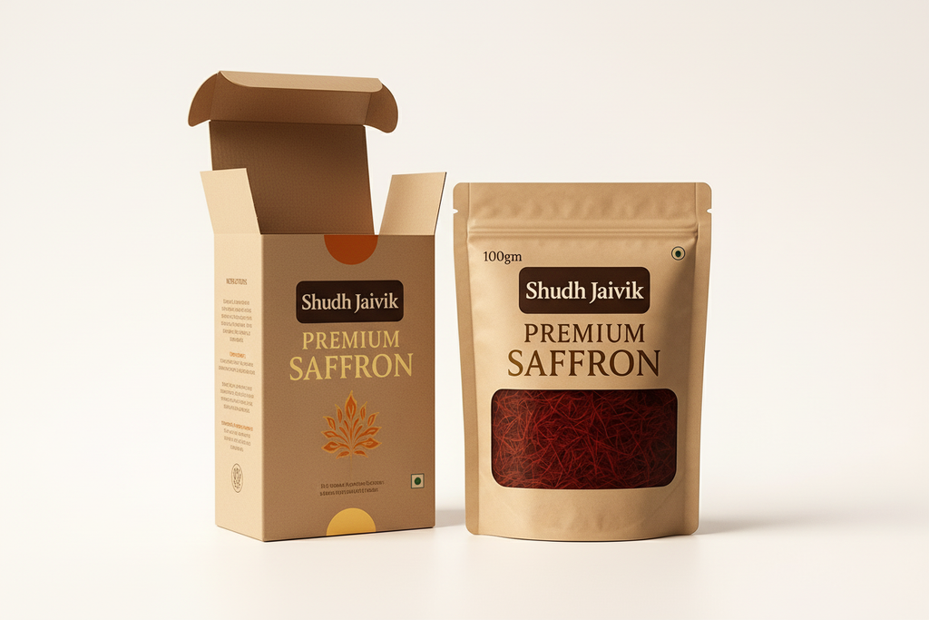 Shudh Jaivik Saffron with Packaging Box