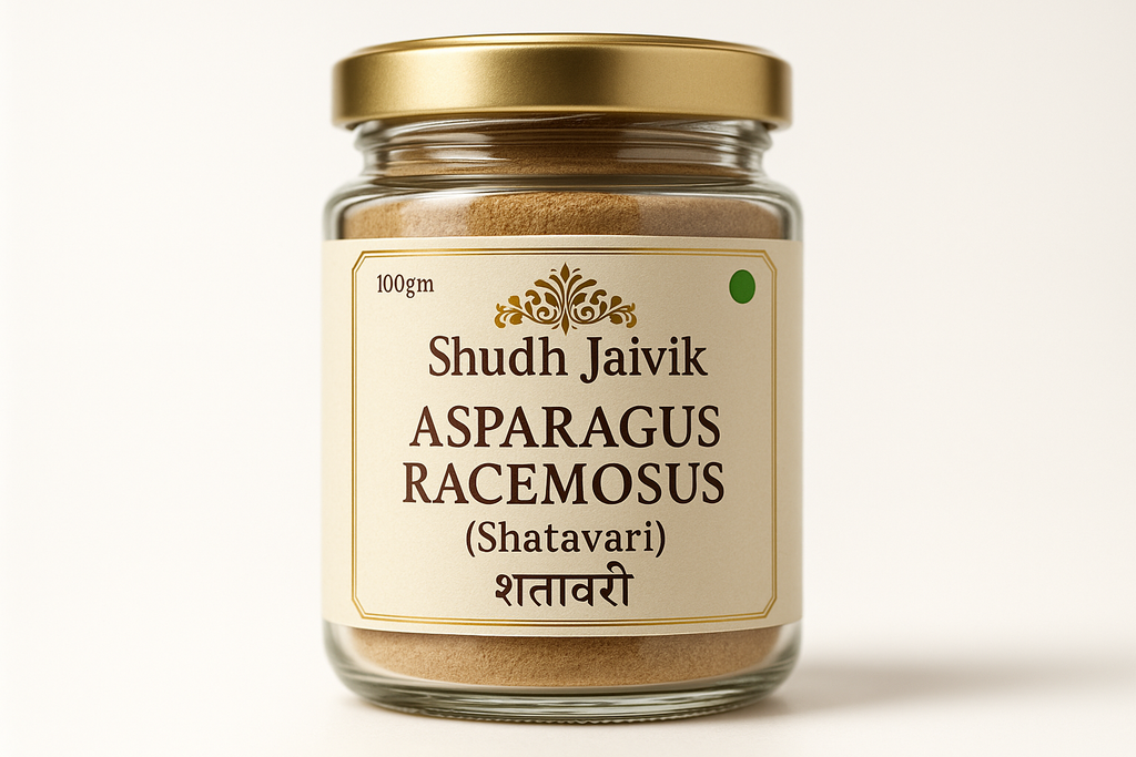 Shudh Jaivik Shatavari Premium Glass Jar - Front View