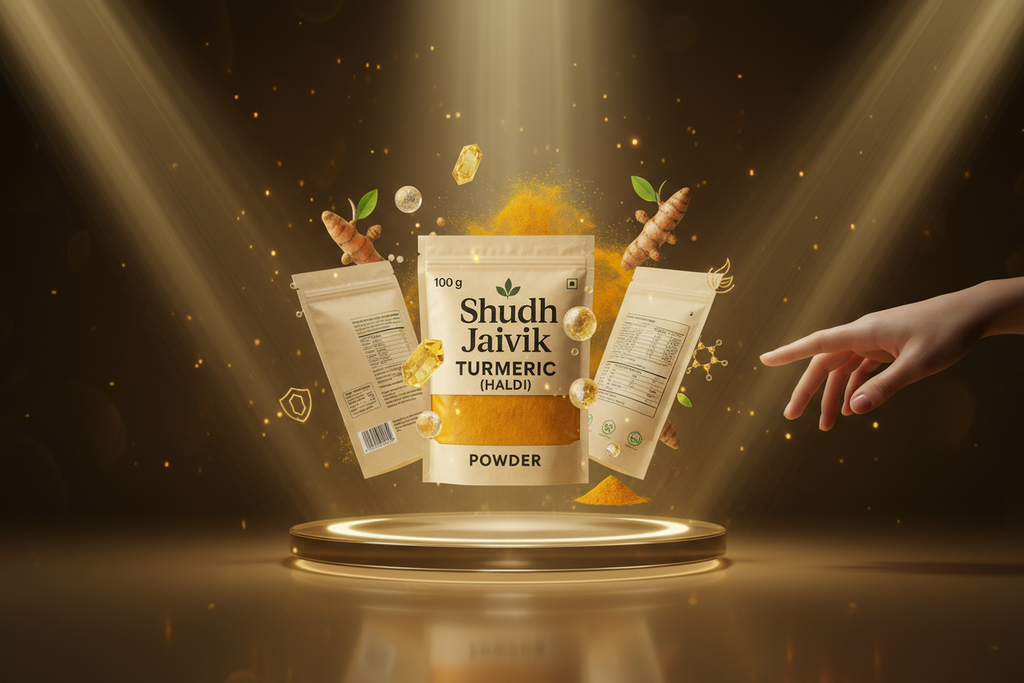 Shudh Jaivik Turmeric Premium 3D Display