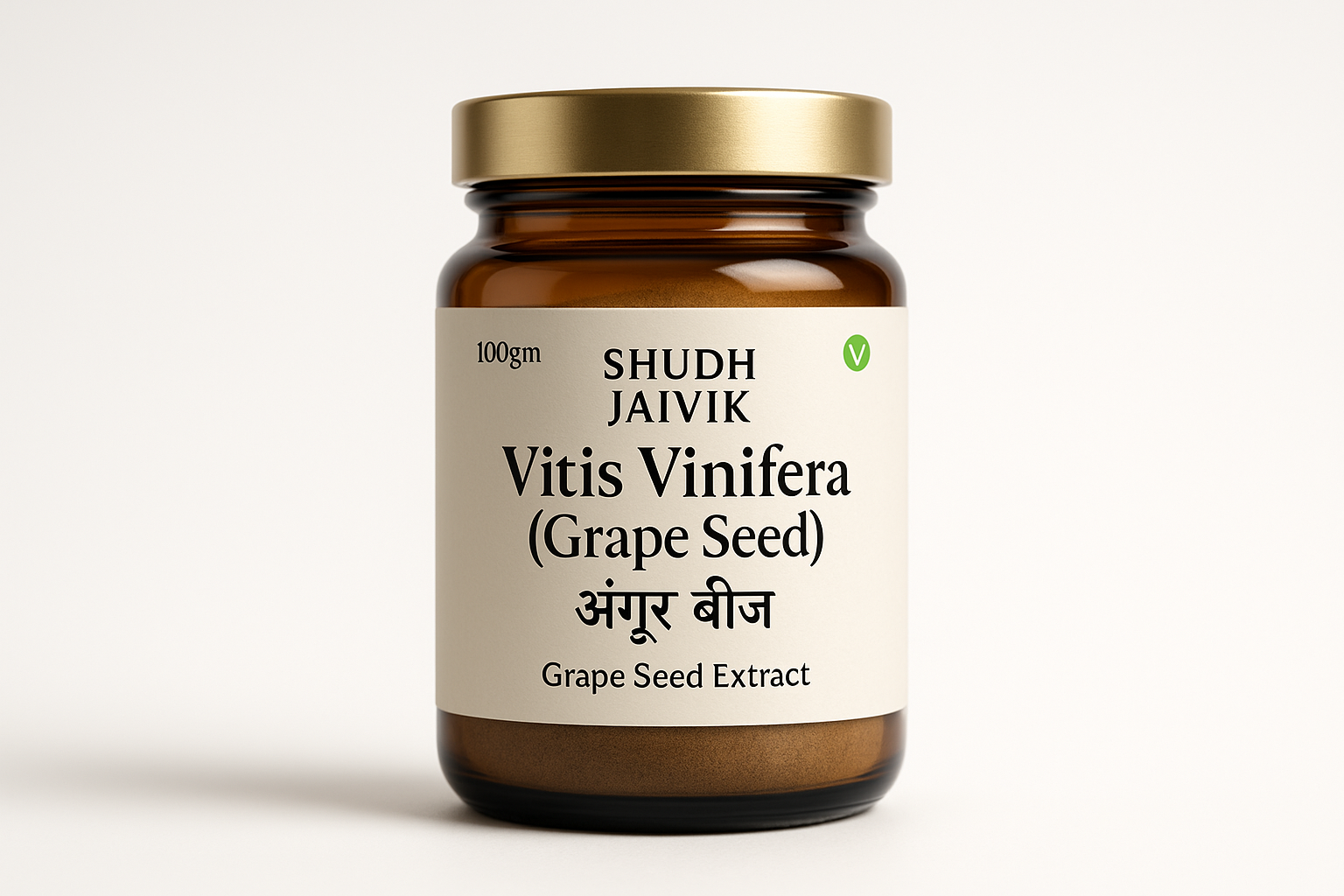 Shudh Jaivik Vitis Vinifera Grape Seed Extract - Premium Glass Jar Packaging