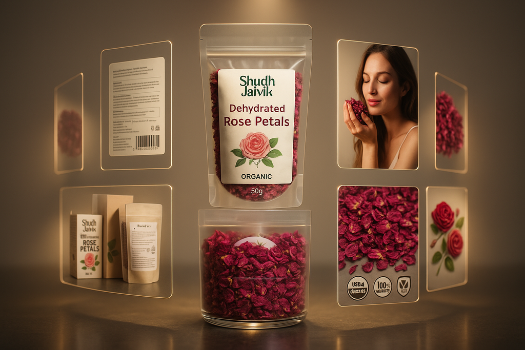 Stunning 3D Display Model Showcase - Shudh Jaivik Dehydrated Rose Petals